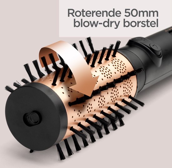 BaByliss Big Hair Luxe Föhnborstel AS970E - Multistyler met 4 opzetstukken - Roterende 50mm opzet - Ionische Krulborstel - Evenredige luchtverdeling - Coolshot [Airstyler]