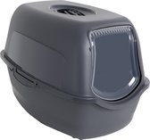Bol.com Bailey Kattenbak gesloten - 56x40x39 cm - Kattenbak met kap en deurtje - Kattentoilet - antraciet aanbieding