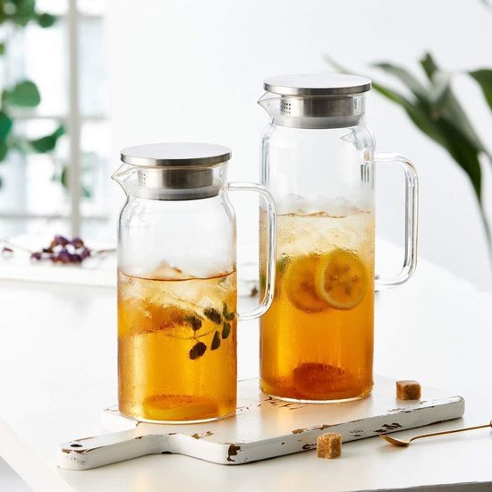 Carafe En Verre Borosilicate Wilmax 1000 Ml - Résistante à La Chaleur, Avec Couvercle Inox