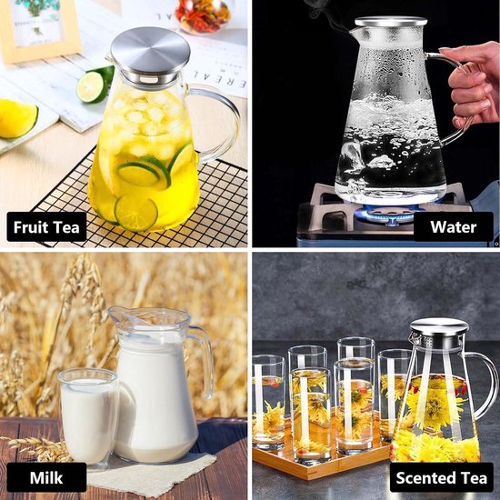 Cucina Sana Karaf met fruitinzet, 2 liter, waterkaraf met deksel en