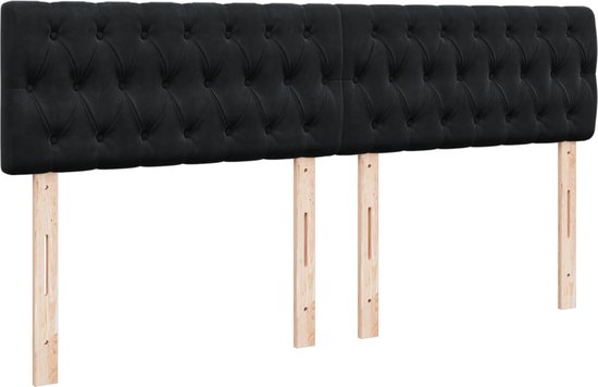 vidaXL - Sommier tapissier - avec - matelas - velours - noir - 200x200 - cm
