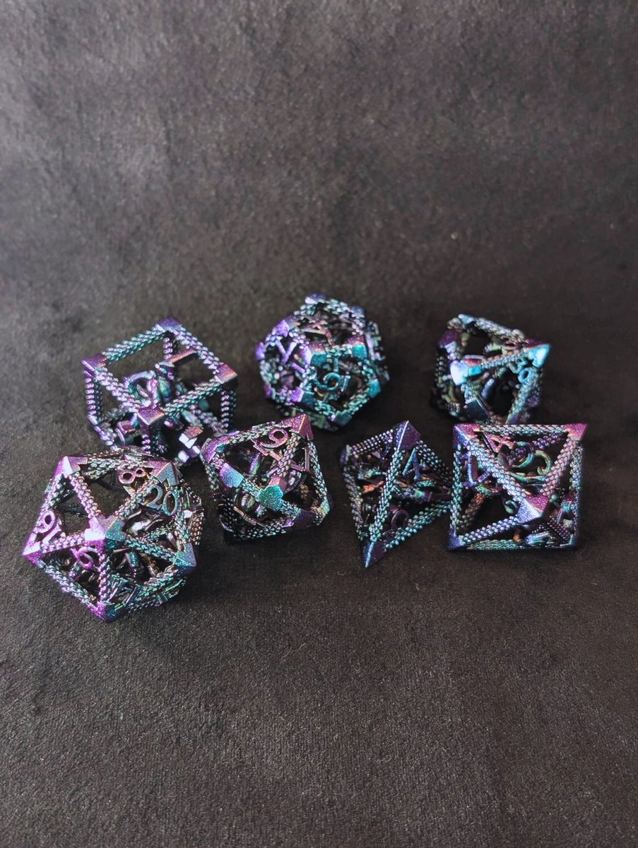 Wancelot Hollow Cosmic Whispers Electroplated DnD Dice Dungeons & Dragons Dice Set