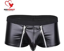 Latex Wetlook Herenboxer met rits - PU Leder - Voor hem - Kruisloos - Herenmode - Boxershort - Intieme kleding - Erotische Lingerie