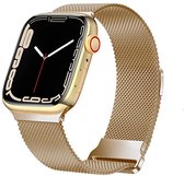 Bracelet Strap-it Luxe Milanese Loop adapté aux bracelets adaptés pour Apple Watch - séries 1/2/3/4/5/6/7/8/SE - Bracelet de montre avec fermeture magnétique iWatch - Acier inoxydable - Or rose - Taille : 42 - 44 - 45 - 49mm