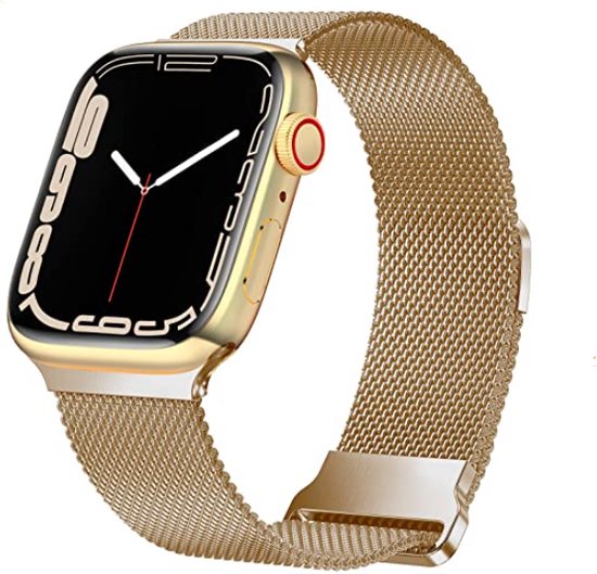 Rose Gold Apple Watch 44mm Bandjes Strap-it Milanese Band Geschikt - Main Image