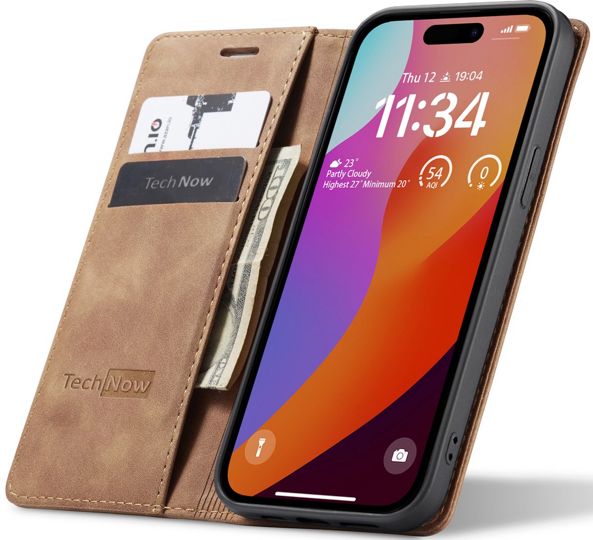 Hoesje geschikt voor iPhone 16 Plus - Book Case Leer Slimline Bruin