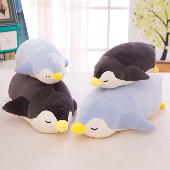 EXQULEG Pluche dier pinguïn knuffeldier pinguïn kussen knuffeldier cartoon pinguïn kussen cadeau kinderen knuffeldier (blauw