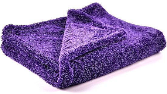 Paarse microvezel droogdoek, 60x90 cm, met een zachte, pluizige textuur.