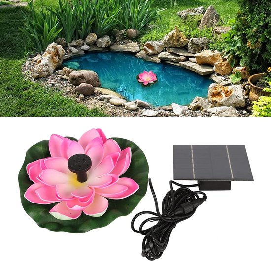 Zonne-waterpomp Landschapsarchitectuur Lotusbloem - Drijvende Zonne-vogelbadfontein voor Visvijver Tuinpatio Aquarium 14W