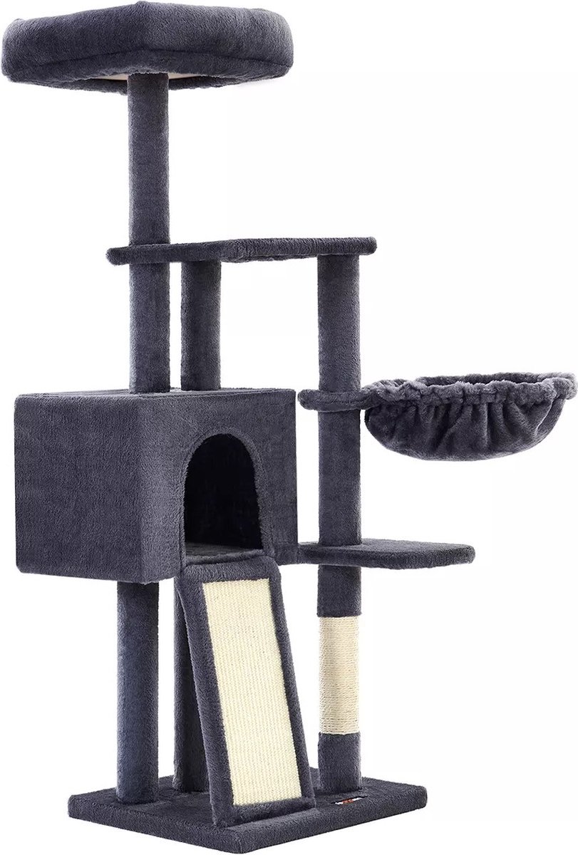In And OutdoorMatch Luxe Krabpaal Santina - Voor Katten - 135cm - Zwart - Zachte Kattenmand Hangmat - Kattenspeelgoed - Geschikt voor kleine kittens