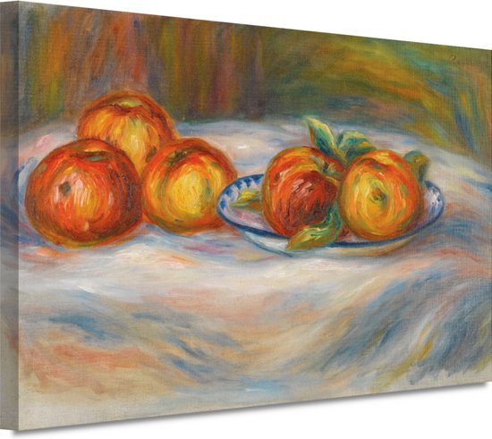 Stilleven met appels - Pierre-Auguste Renoir schilderij - Appels portret - Muurdecoratie Stilleven - Muurdecoratie kinderkamer - Schilderijen canvas - Muurkunst 90x60 cm