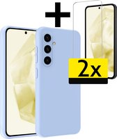 Hoesje Geschikt voor Samsung A35 Hoesje Siliconen Case Met 2x Screenprotector - Hoes Geschikt voor Samsung Galaxy A35 5G Hoes Siliconen - Lichtblauw