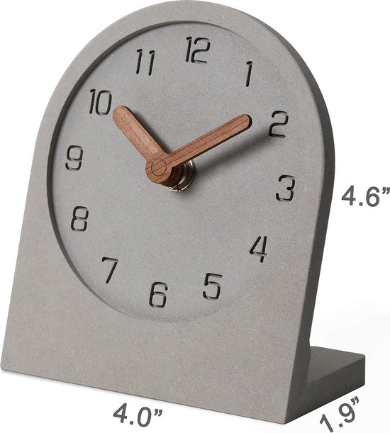 NIKKY HOME Vintage Mantel Tafel Klok, Stille Niet-tikkende Batterij Werkende Bureau Plank Metalen Klok voor Woonkamer Decor - Zwart