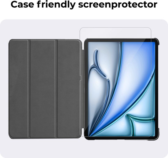 Screenprotector en opengeklapte tablethoes.
