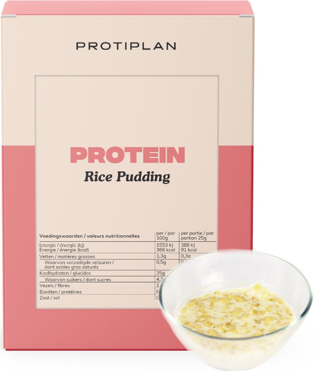 Goedkoopste Protiplan | Rijstpudding | 7 x 25 gram | Heerlijk koolhydraatarm toetje of tussendoortje | Geschikt voor ieder dieet | Eiwitrijke voeding | Koolhydraatarme Pasta Rijst | Snel afvallen zonder poespas!