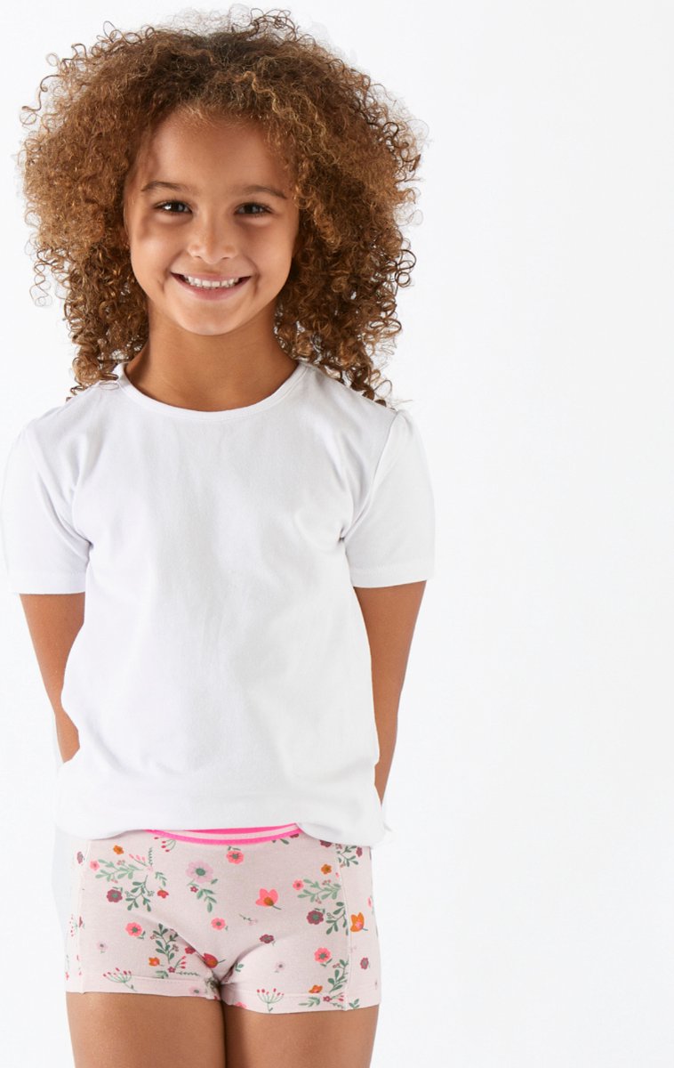 Little Label Ondergoed Meisjes Maat 158-164/14Y - lilaroze, groen, fuchsia - Bloemen - Boxershort meisjes - Zachte BIO Katoen