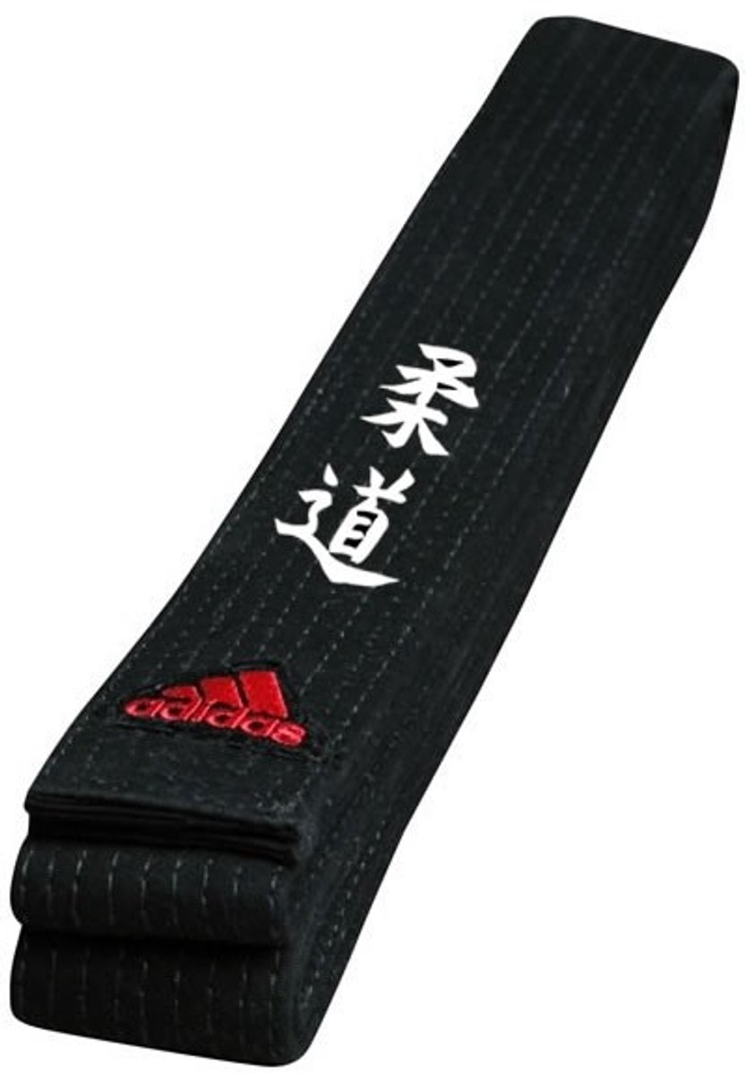 Judoband Adidas Elite met Japanse judokarakters Zwart