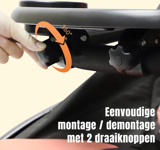Allernieuwste.nl® Buggy Tray UNIVERSEEL Maaltijdbakje Speeltafeltje met Mobiele Telefoon Sleuf Kinderwagen Tafel - 36 x 14.5 cm - Zwart van Allernieuwste.nl® — afbeelding 4
