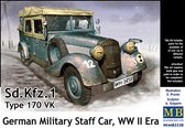 1:35 Master Box 3530 Mercedes-Benz 170 Kfz. 1 Type 170VK - Military Staff Car WWII Plastic Modelbouwpakket