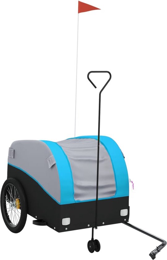 vidaXL - Fietstrailer - 45 - kg - ijzer - zwart - en - blauw