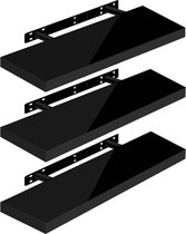 Rootz Set van 3 wandplanken - zwevende planken - displayranden - vochtbestendig - hoog draagvermogen - eenvoudig te installeren - 70 cm x 22,9 cm x 3,8 cm