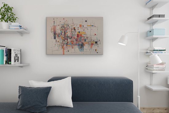 Artaza Peinture sur toile oeuvre abstraite avec de nombreuses lignes et formes - 90x60 - Décoration murale - Photo sur toile - Impression sur toile