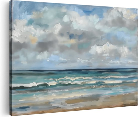 Artaza Peinture sur toile représentant une plage avec des nuages ​​- 60 x 40 - Décoration murale - Photo sur toile - Impression sur toile