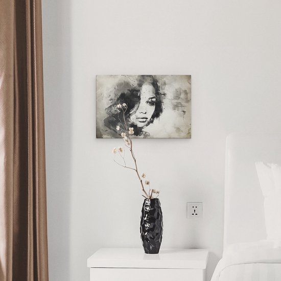Artaza Peinture sur toile Portrait d'une femme en Zwart et Wit – 30 x 20 – Klein – Photo sur toile – Impression sur toile