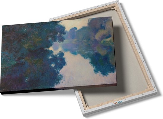 Artaza Canvas Schilderij Kunstwerk van Rivier en Bomen - Landschap - 30x20 cm - Klein - Wanddecoratie Woonkamer - Schilderijen - Muurdecoratie