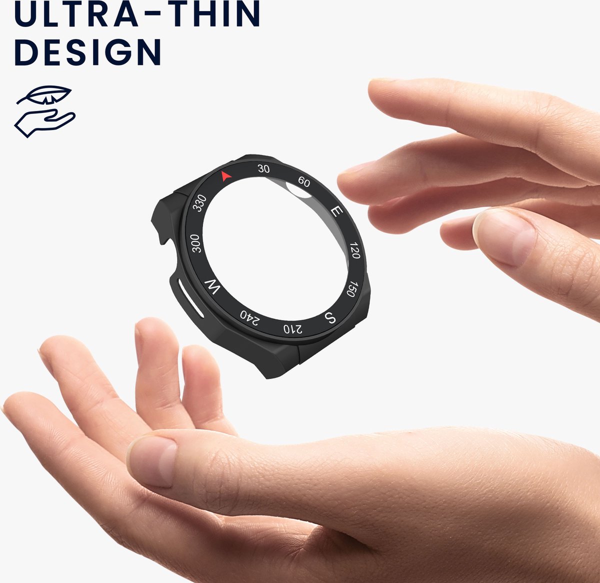 Coque De Protection Pour Huawei Watch Ultimate - Lot De 2 Avec Verre Trempé - Noir Transparent