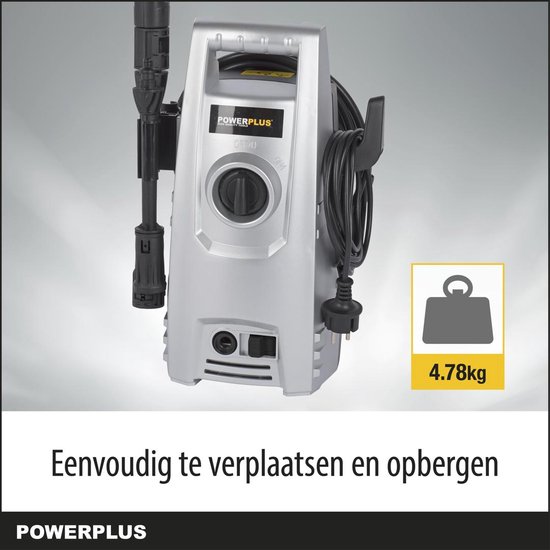 Powerplus Elektrische Hogedrukreiniger POWXG90400 - 1200 W Terrasreiniger, start/stop functie, max. druk van 100 bar en temperatuur van 50 °C, 3 m slang en accessoires inbegrepen, Reinigen van auto's, meubelen en fiets — afbeelding 3