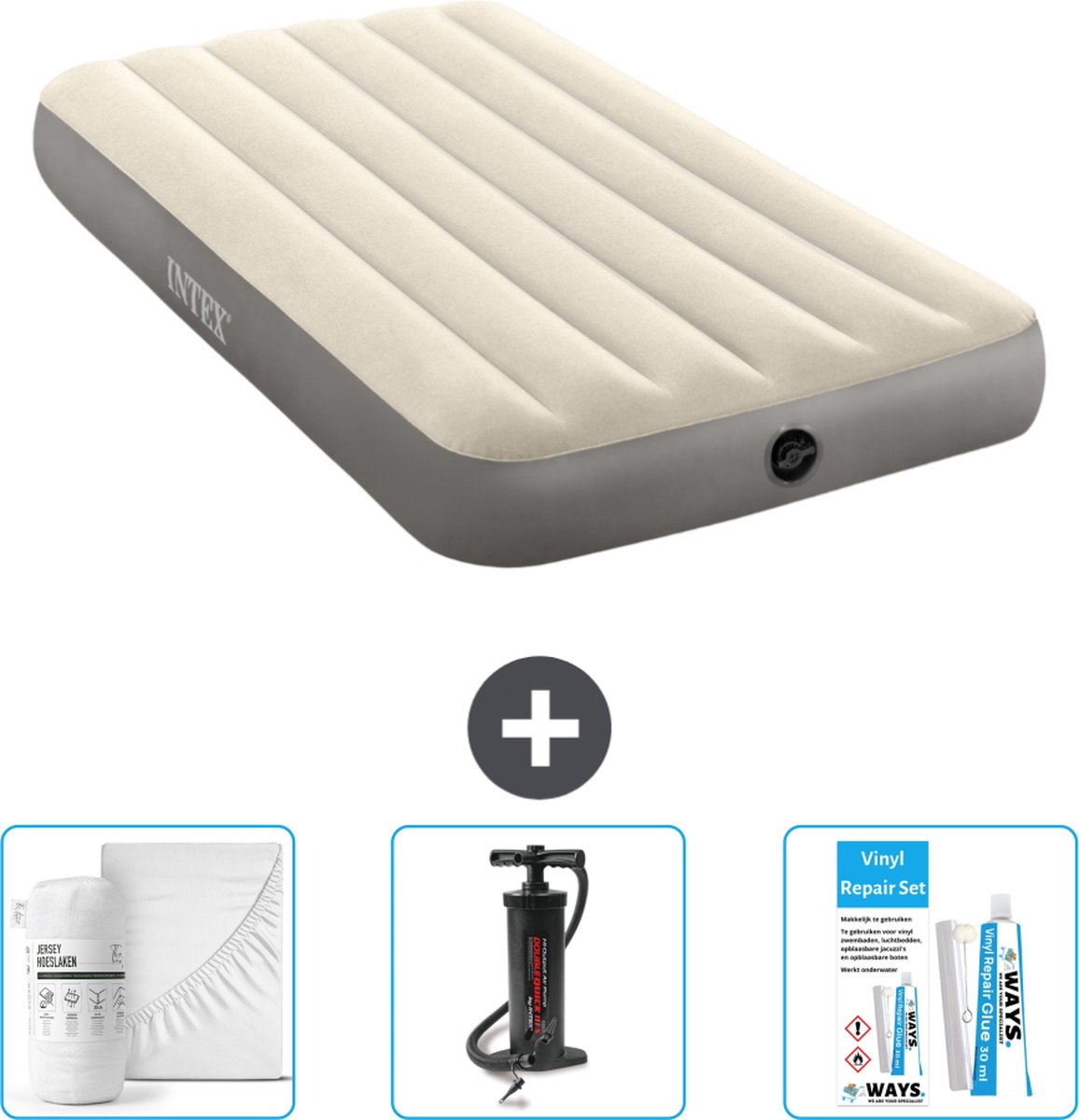 Intex Luchtbed - 1-Persoons - 99 x 191 x 25 cm - Beige - Inclusief Accessoires CB3