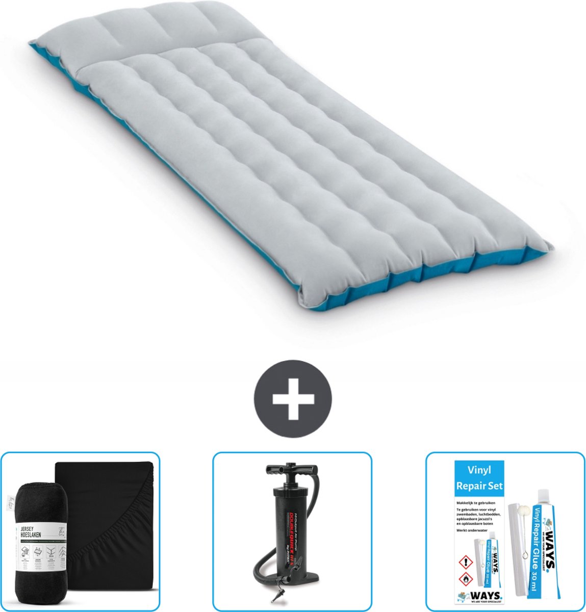 Intex Campingmat - 1-Persoons - 67 x 184 x 17 cm - Blauw - Inclusief Accessoires CB7