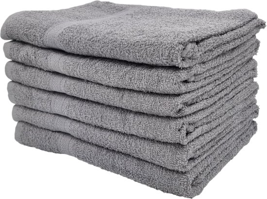 Handdoeken - Handdoekenset - Badhanddoeken - 70cm x 140cm - Set met 6 stuks - 450 gram per stuk - 100% Katoen - Grijs