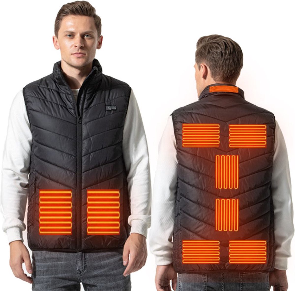 Manta Verwarmd Vest Met 9 Verwarmingszones Maat XL - Elektrisch Vest Zwart Wintersport Outdoor - 35-60°C - MKG02