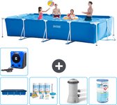 Intex Rechthoekig Frame Zwembad - 450 x 220 x 84 cm - Blauw - Inclusief Afdekzeil - Onderhoudspakket - Zwembadfilterpomp - Filter - Warmtepomp