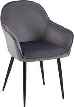 CLP Boise Eetkamerstoel - Met armleuning - Metalen frame - Velvet - Fluweel - donkergrijs