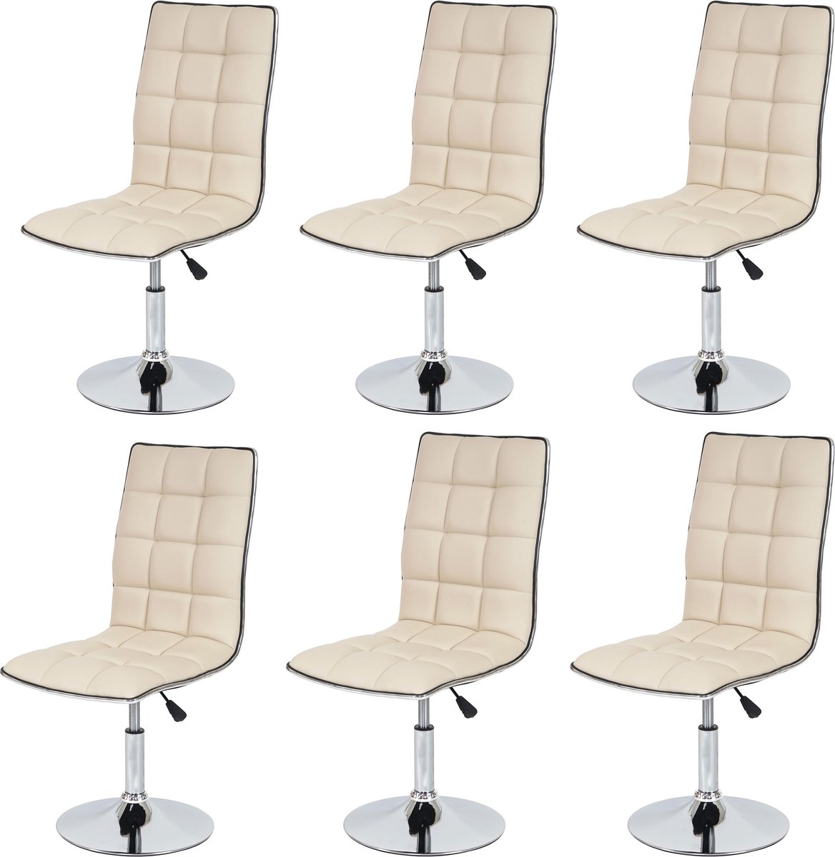 Cosmo Casa Set Van 6 Eetkamerstoelen - Keukenstoel - Hoogteverstelbaar - Draaibaar - Kunstleer - Crème