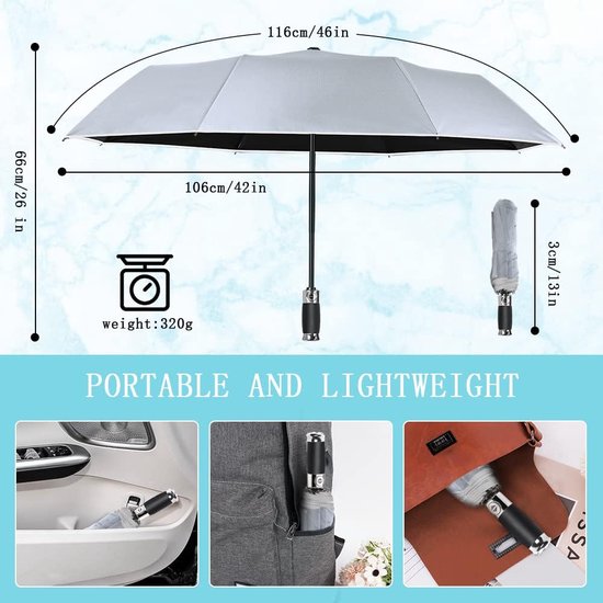 Mini Parapluie Pliable 6 Baleines - Anti-UV, Coupe-vent, Léger Avec étui De Rangement