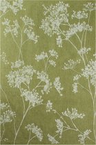 Parsley groen bloementapijt met elegant wit bloempatroon - Tapijt - Vloerkleed - 140 x 200 cm