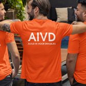 Oranje Koningsdag T-shirt - Maat S - AIVD Altijd In Voor Drankjes Back