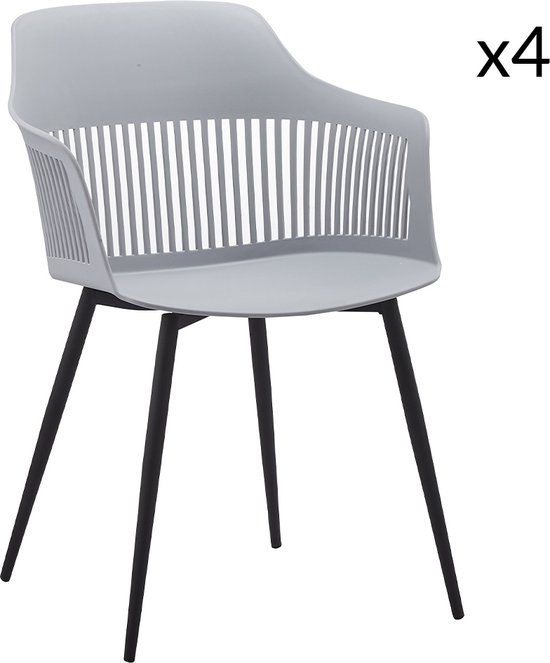 Concept-U - Set van 4 stoelen met grijze armleuningen INÈS