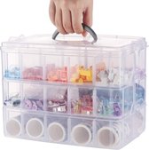 Knutseldoos met compartimenten 3-laags en 30 vakken - Transparante plastic box-organizer met handvat - Praktische sorteerdoos voor knutselen - Sieraden, speelgoed en meer