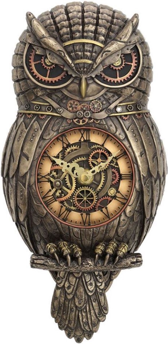 Veronese Design - Steampunk Steampunk Uil Slinger Wandklok - (hxbxd) ca. 32cm x 16cm x 6cm