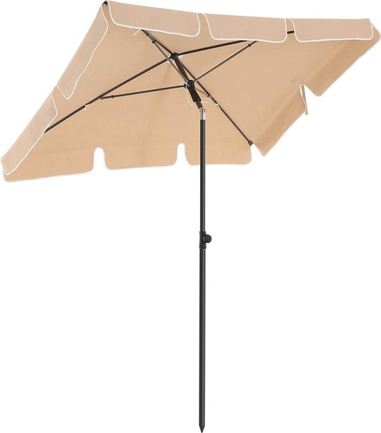 ACAZA Parasol - Strandparasol - Zandbruin - 200 x 125 cm (L x B) - inclusief Draagtas - Rechthoekig - Tuinparasol - Kantelbaar - Waterdicht - Terras Parasol voor Appartement - Parasol Strand