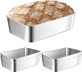 Bastix - Broodblikken set van 5, roestvrijstalen broodbakvorm, rechthoekige toastbroodbakvorm voor sappig luchtig brood/gebak, vaatwasmachinebestendig en gezond, broodtrommel koningscakevorm, 22,8 x 15,3 x 5,9 cm