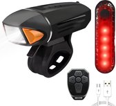 Dynamiq fietsverlichting - Inclusief afstandsbediening - 500 lumen - Fietslamp USB Oplaadbaar LED - Voorlicht en Achterlicht - Roteerbaar - Waterbestendig (IP65) - Complete fietslicht Set
