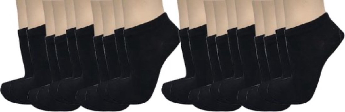 Zwarte sneaker sokken | 10 Paar | Multipack unisex | maat 47-50 | Naadloos | Enkel sokken | Voor heren en dames