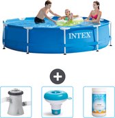 Piscine à cadre rond Intex - 305 x 76 cm - Blauw - Pompe de filtration de piscine incluse - Flotteur de chlore - Chlore
