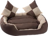 PETSTUFF Hondenmand - Kattenmand - Wasbaar - Met Kussens - L - 110 x 80 x 23 cm - Beige / Bruin